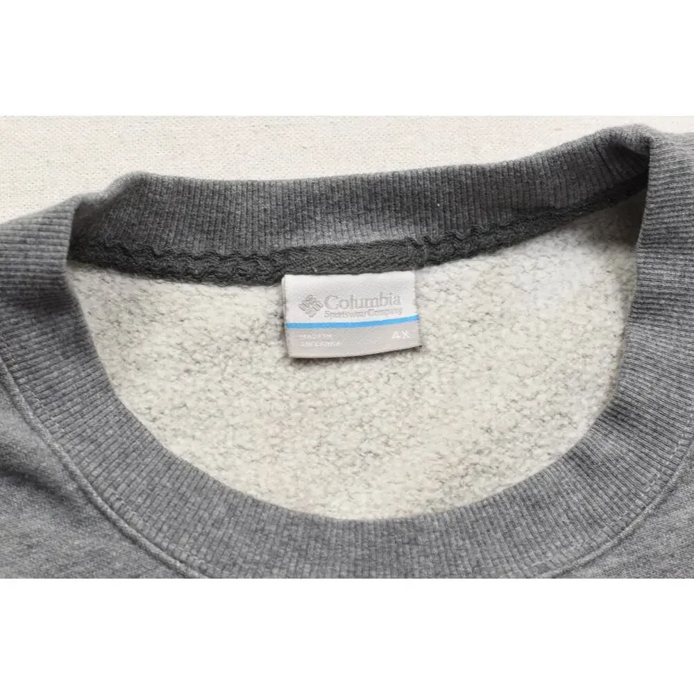 Columbia Men's Size 4X Gray Crewneck Sweatshirt Big & Tall Fleece Pullover Solid